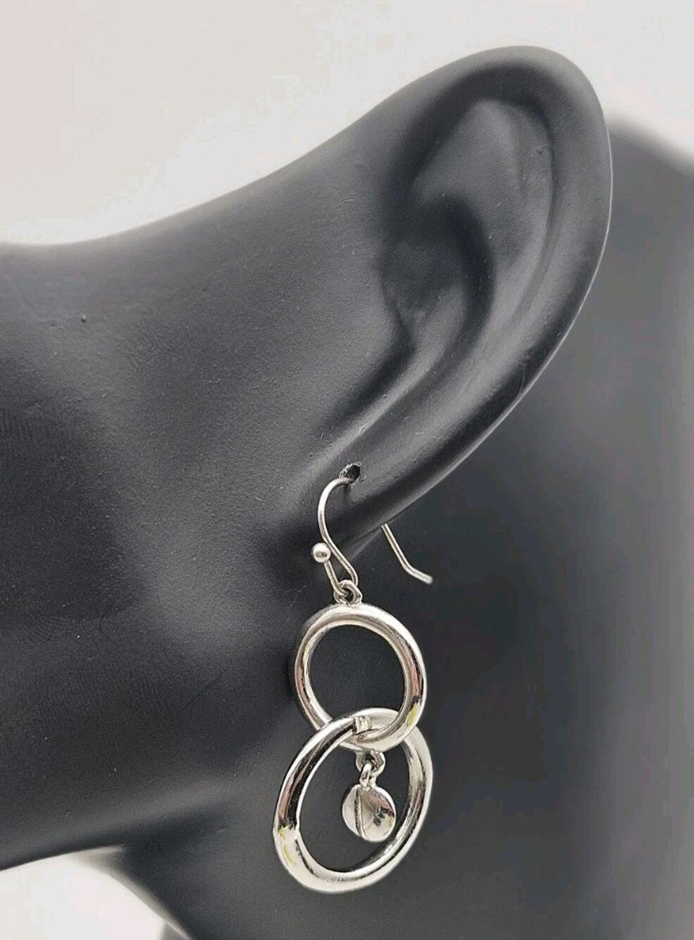 Silver Tone Circle Hoop Dangle Earrings Hook Drop Fashion Jewelry